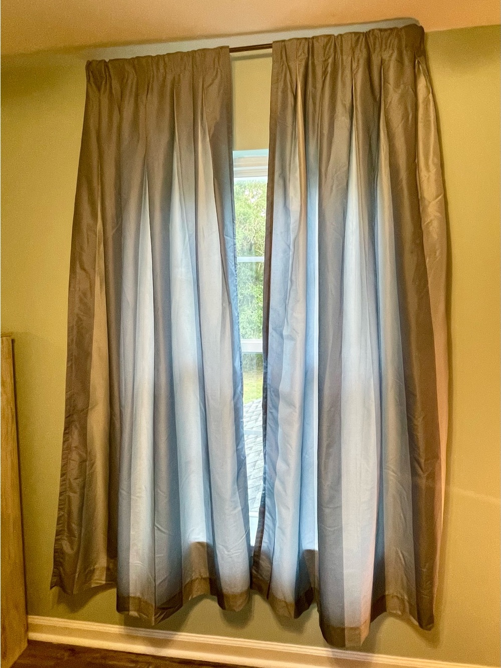 Springs Global Striped Curtain Panels – Set of 2 – Blue & White – Lined – 84”